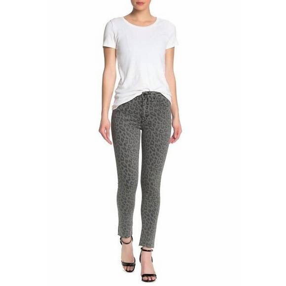 NEW JOE'S JEANS high rise leopard print skinny jeans in green - Picture 1 of 3